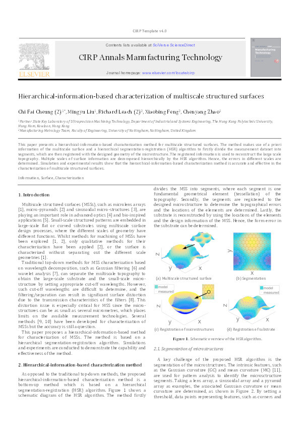 Hierarchical-information-based characterization of multiscale structured surfaces Thumbnail