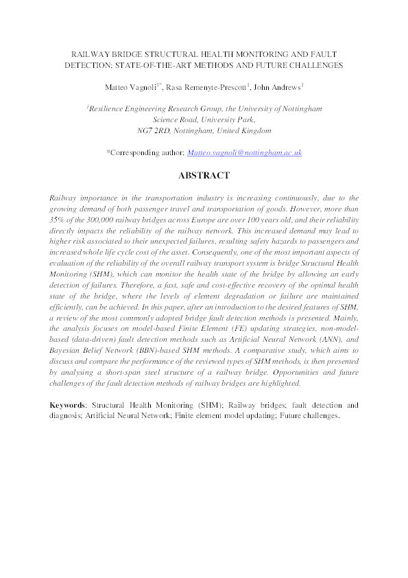 Railway bridge structural health monitoring and fault detection: state-of-the-art methods and future challenges Thumbnail