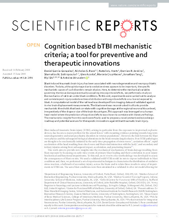 Cognition based bTBI mechanistic criteria; a tool for preventive and therapeutic innovations Thumbnail