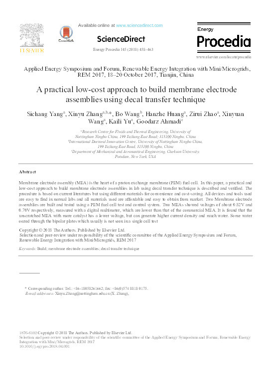 A practical low-cost approach to build membrane electrode assemblies using decal transfer technique Thumbnail