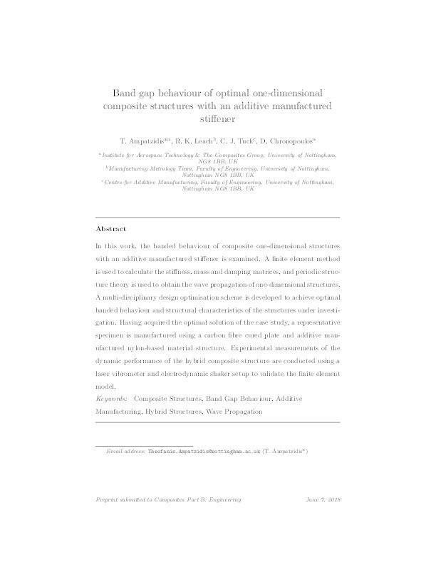 Band gap behavior of optimal one-dimensional composite structures with an additive manufactured stiffener Thumbnail