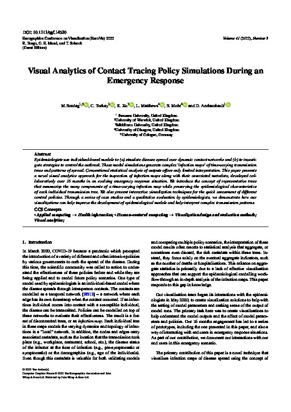 Visual Analytics of Contact Tracing Policy Simulations During an Emergency Response Thumbnail