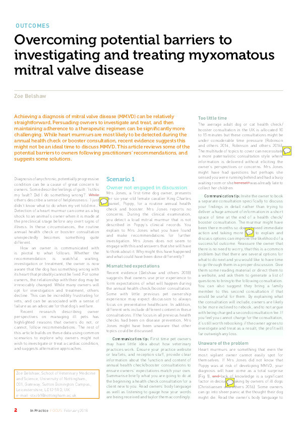 Overcoming potential barriers to investigating and treating myxomatous mitral valve disease Thumbnail