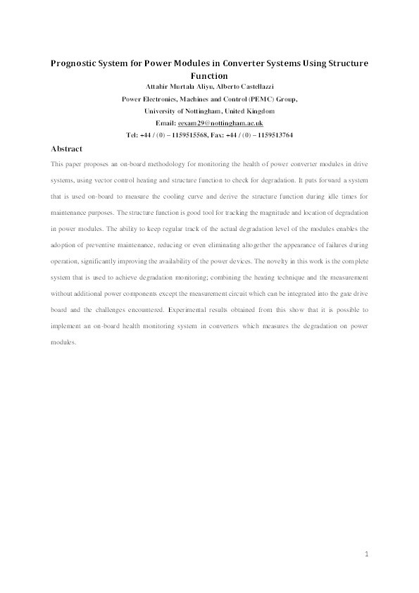 Prognostic System for Power Modules in Converter Systems Using Structure Function Thumbnail
