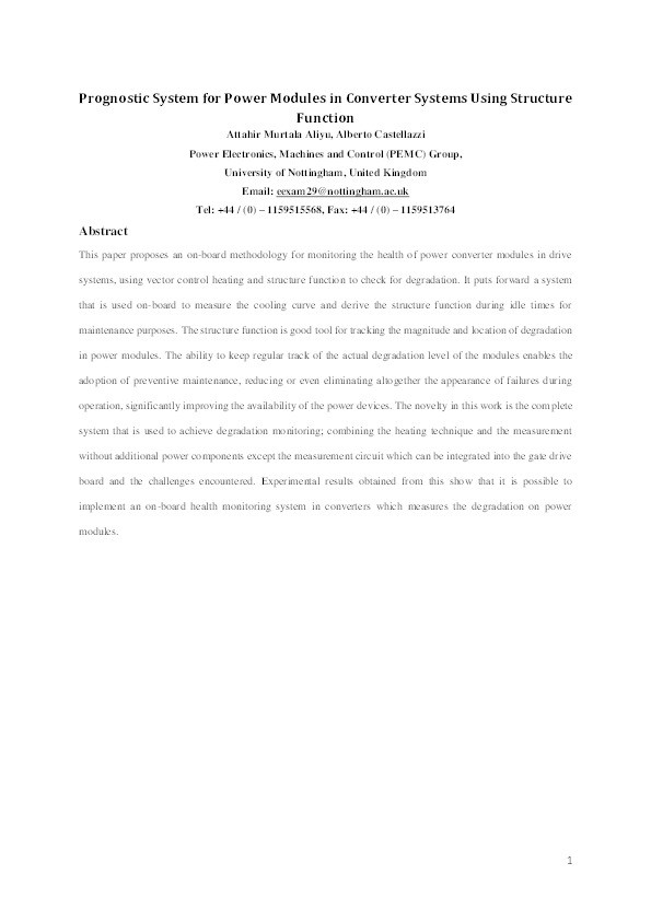 Prognostic System for Power Modules in Converter Systems Using Structure Function Thumbnail