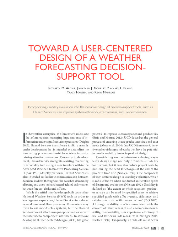 Toward a user-centered design of a weather forecasting decision-support tool Thumbnail