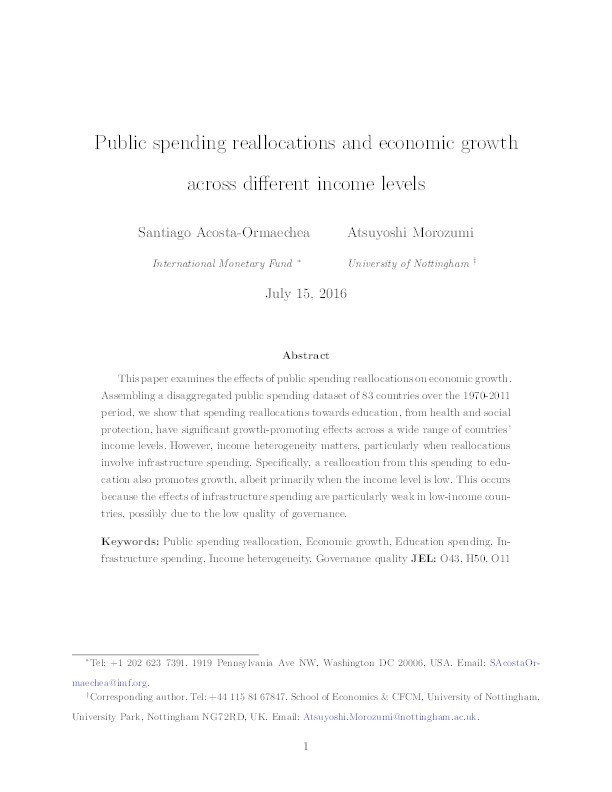 Public spending reallocations and economic growth across different income levels Thumbnail
