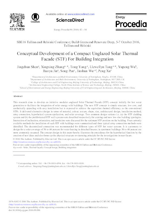 Conceptual development of a compact unglazed solar thermal facade (STF) for building integration Thumbnail