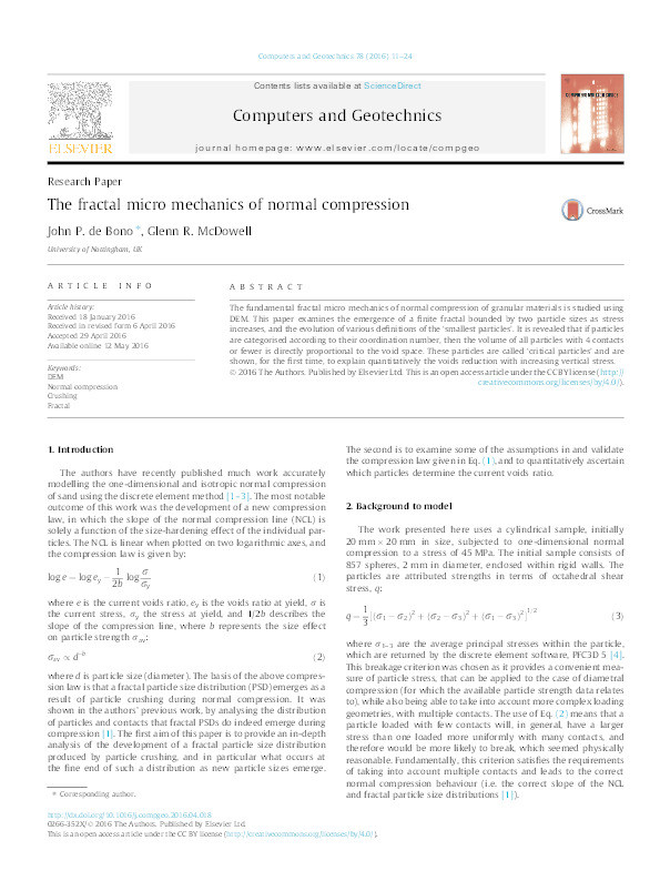 The fractal micro mechanics of normal compression Thumbnail