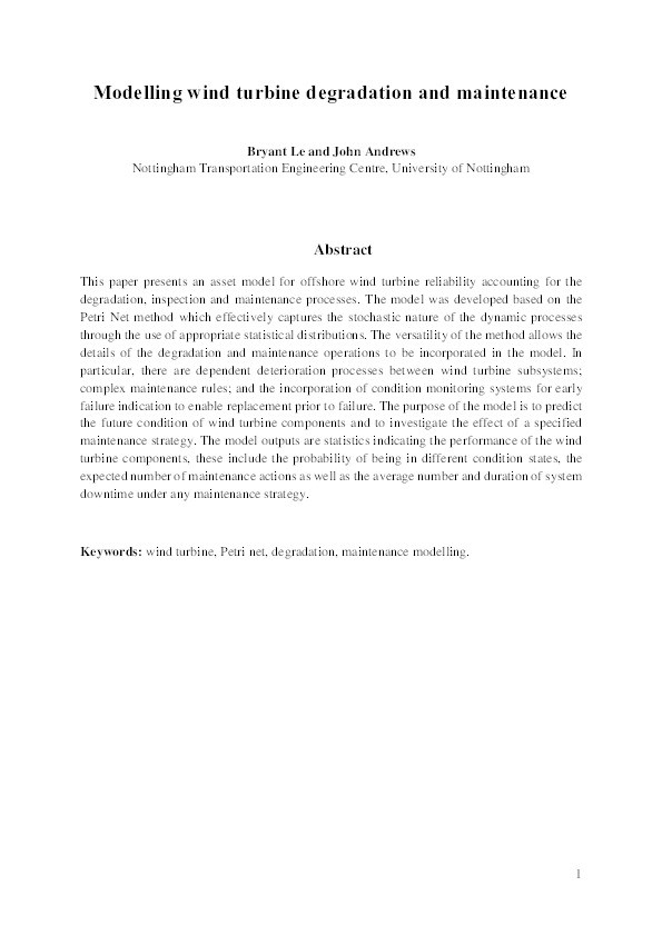 Modelling wind turbine degradation and maintenance Thumbnail