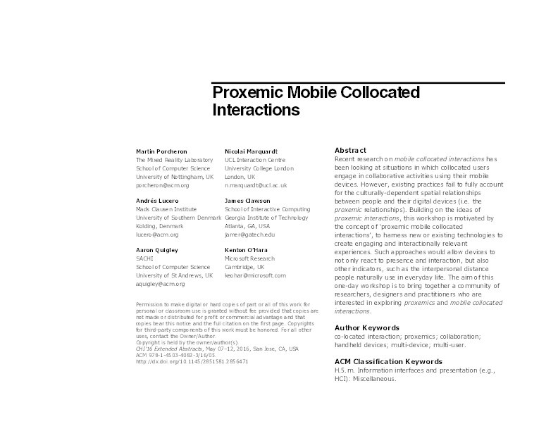 Proxemics mobile collocated interactions Thumbnail