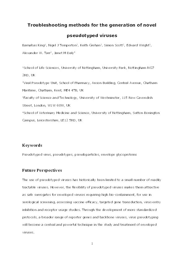 Technical considerations for the generation of novel pseudotyped viruses Thumbnail