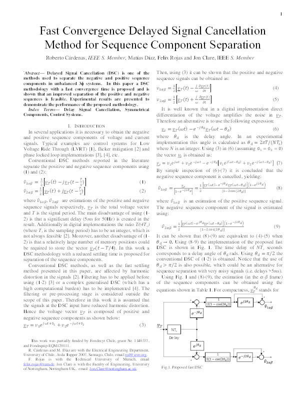 Fast convergence delayed signal cancellation method for sequence component separation Thumbnail