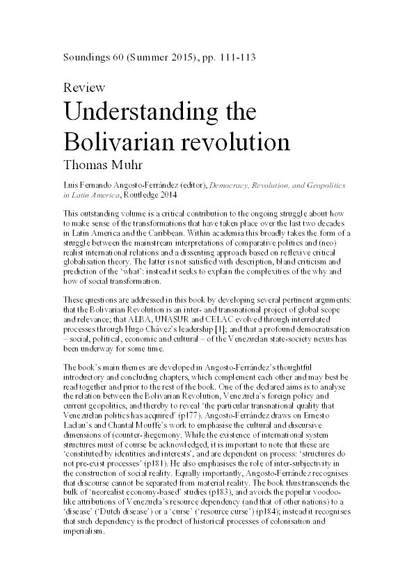 Understanding the Bolivarian revolution Thumbnail