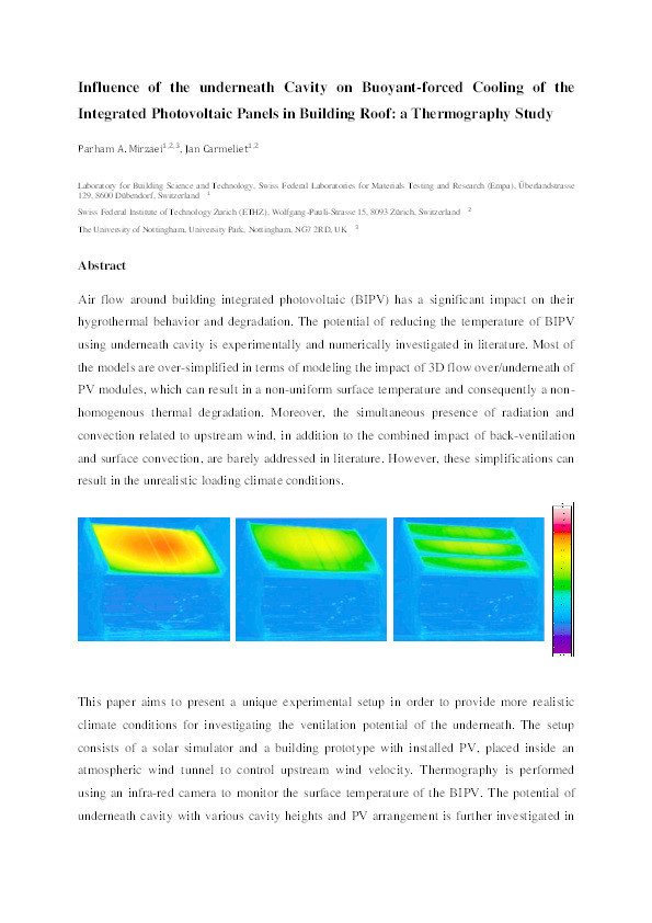 Influence of the underneath cavity on buoyant-forced cooling of the integrated photovoltaic panels in building roof: a thermography study Thumbnail