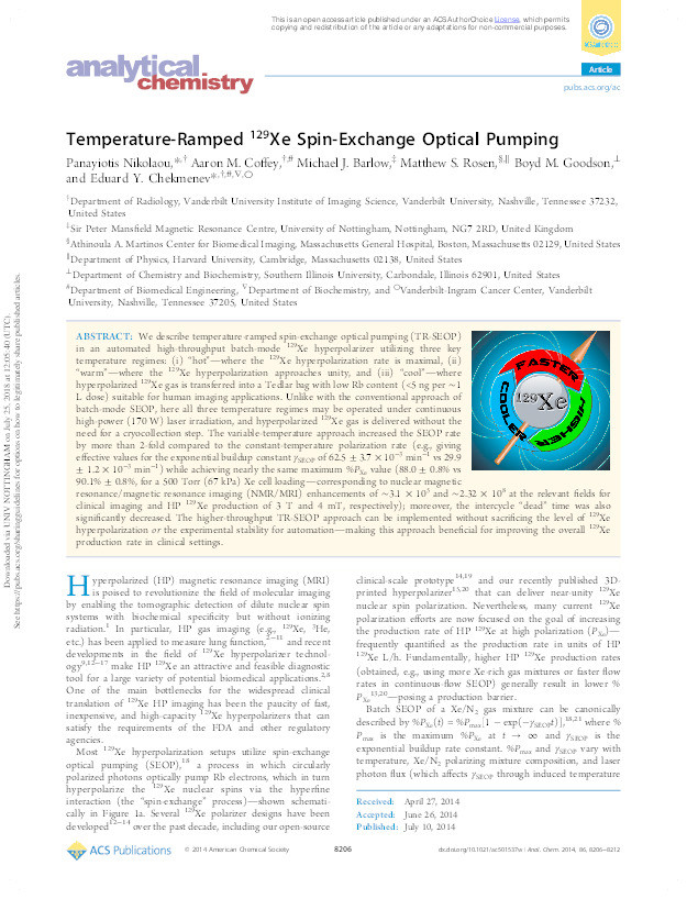 Temperature-ramped 129Xe spin-exchange optical pumping Thumbnail