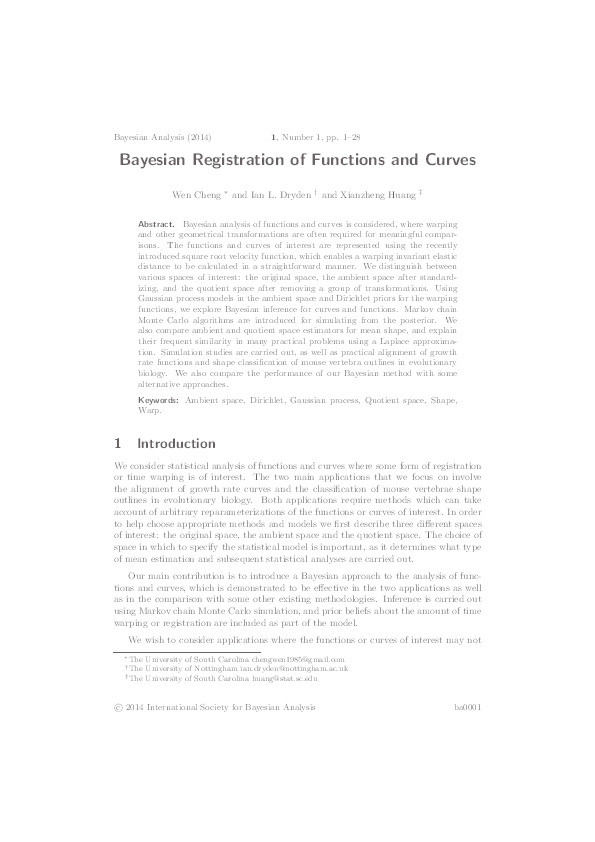Bayesian registration of functions and curves Thumbnail