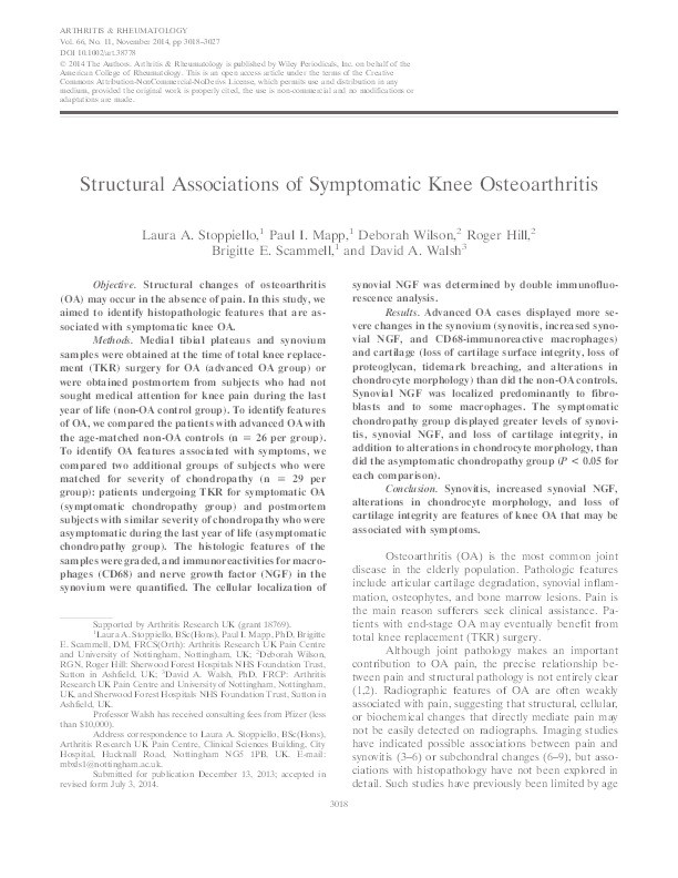 Structural Associations of Symptomatic Knee Osteoarthritis: Structural Associations of Symptomatic Knee OA Thumbnail