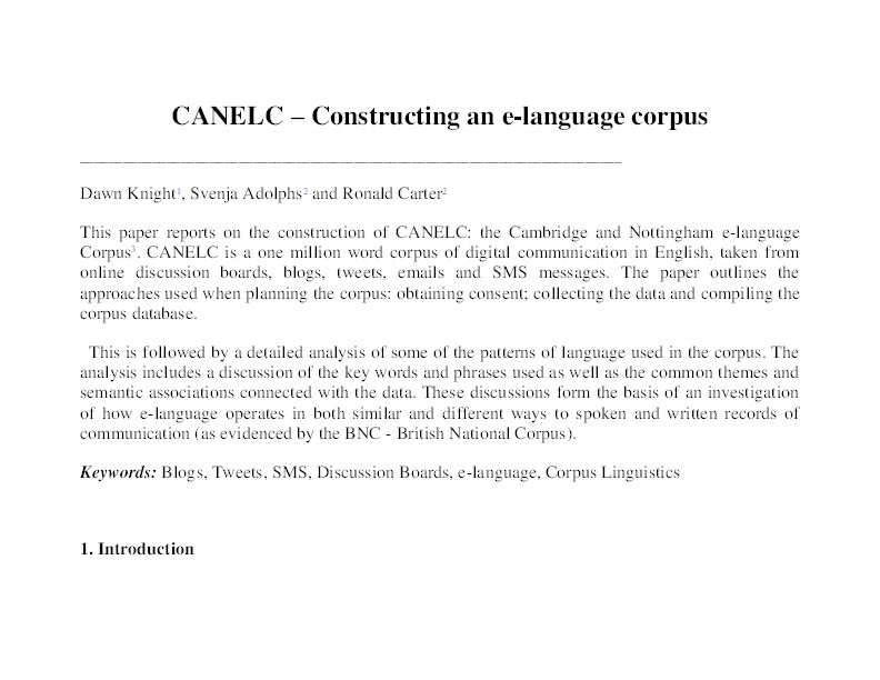 CANELC: constructing an e-language corpus Thumbnail