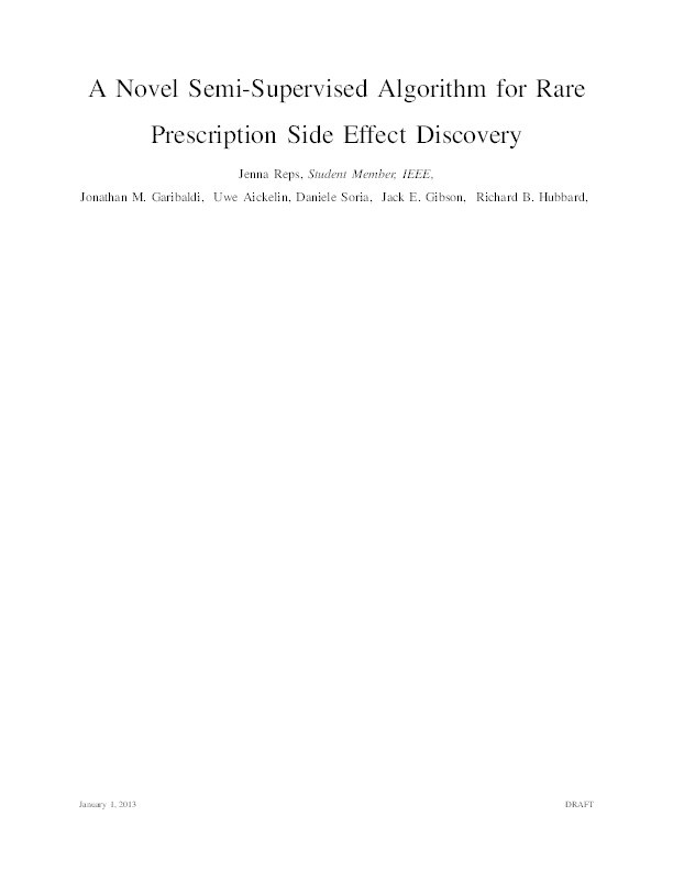 A Novel Semisupervised Algorithm for Rare Prescription Side Effect Discovery Thumbnail