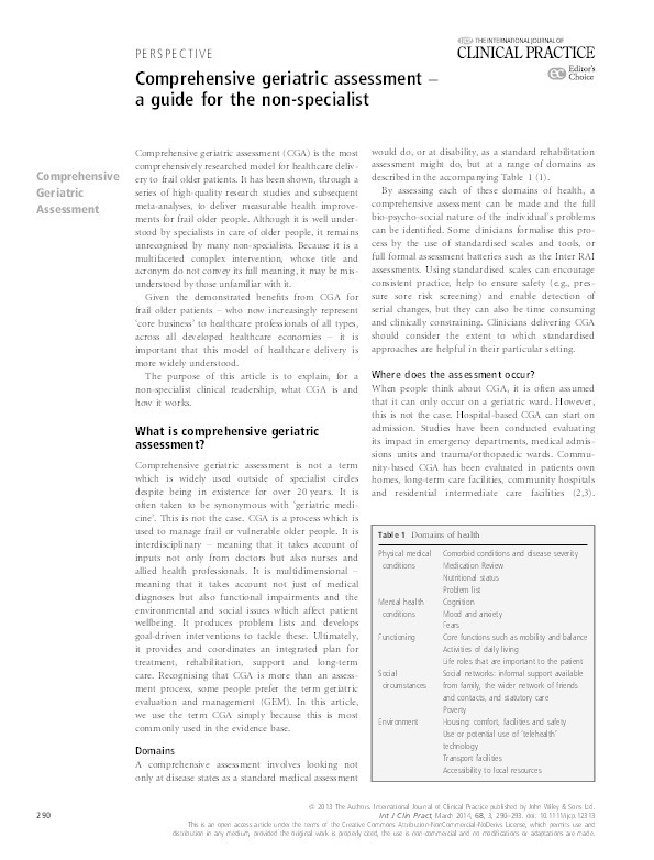 Comprehensive geriatric assessment – a guide for the non-specialist Thumbnail