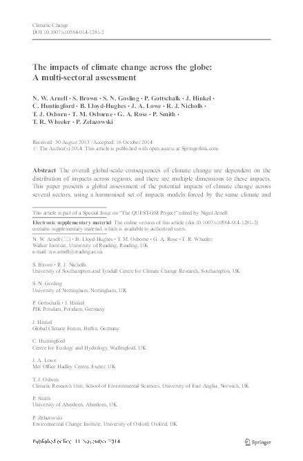 The impacts of climate change across the globe: a multi-sectoral assessment Thumbnail