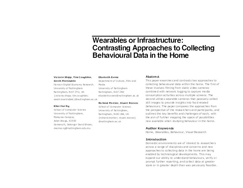 Wearables or infrastructure: contrasting approaches to collecting behavioural data in the home Thumbnail